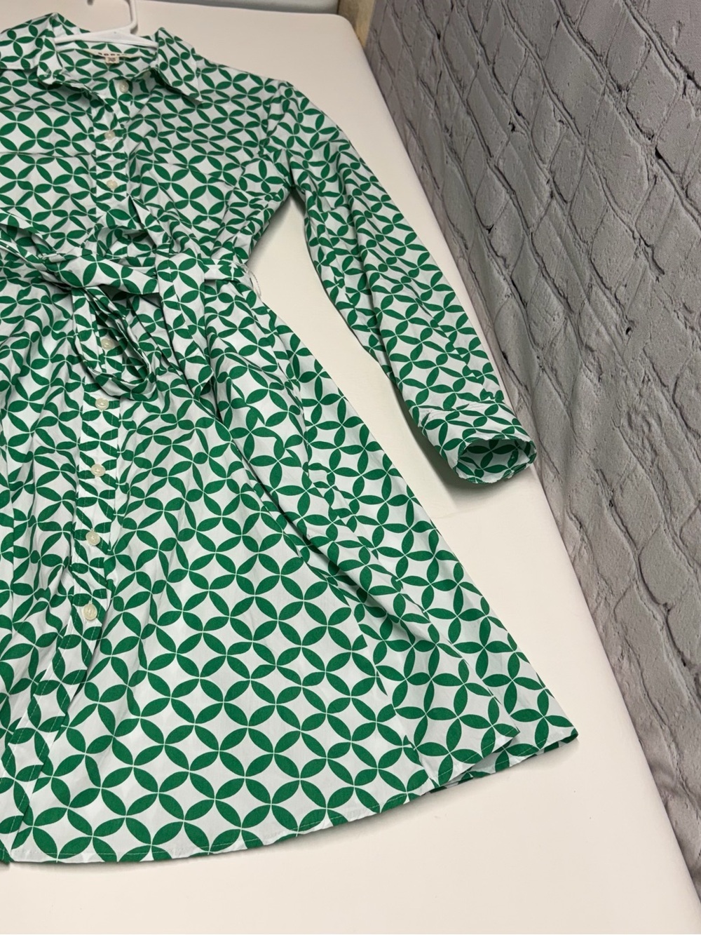 Boden Green Geometric  Shirt Dress size 8R - Picture 11 of 14